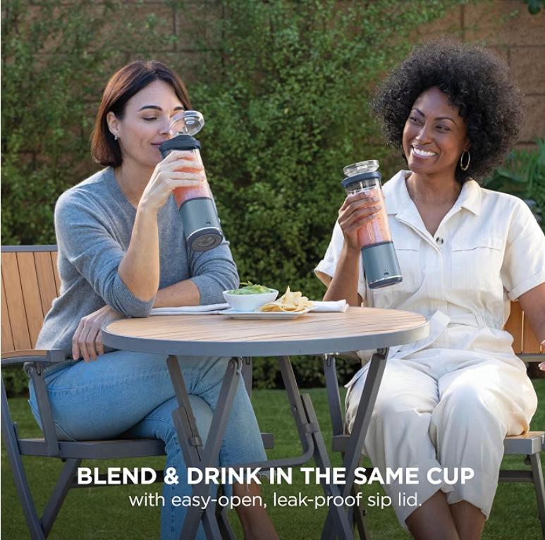 Portable Mini Blender 530ml - Rechargeable Cordless Smoothie Maker with USB-C Charging | Denim Blue